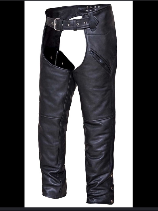 Pants - Highway One Black Leather Motorcycle Chaps